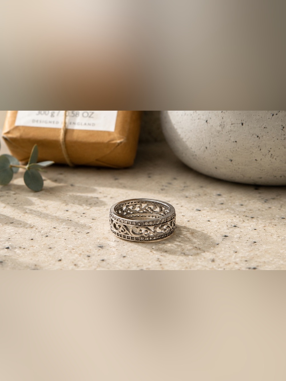 Silver Tone Filigree Spinner Ring | Boho Gothic Statement Band